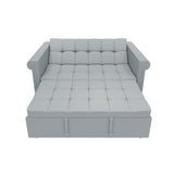 2-SEATER CONVERTIBLE VELVET LOVESEAT SOFA BED GRAY PULL-OUT SLEEPER COUCH WITH SIDE POCKET, W1867P315755