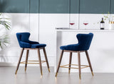 Leland Fabric Upholstered Wingback Bar Stools, Set of 2, Blue T2574P165110