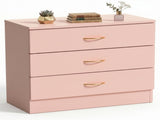 3-Drawer Chest with Faux Rose Gold Handles Drawer Dresser 25.98*12.99*22.05in Pink 22792346