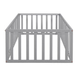 Twin Size Wood Daybed Frame with Fence, Gray WF299299AAE