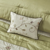 Embroidered 7 Piece Comforter Set Green Queen B03597123