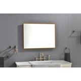 ZUN 32x24 Inch LED Backlit Bathroom Mirror with Metal Frame, Wall Mounted Vanity Mirror with Smart Touch 93611282