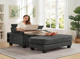Fluffy Corduroy Storage Armrest Sofa,Single Versatile Seat with Ottoman,Cup Holder,Bluetooth W3705P476390
