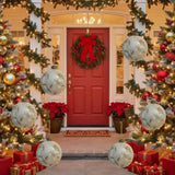 6PCS Set 3.9" Christmas Glass Ball Ornaments Hanging Decorations for Holiday Tree Party Baubles FBA 71096669