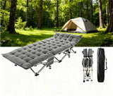 Grey outdoor camping bed with mat and handbag, heavy-duty outdoor bed 16455423
