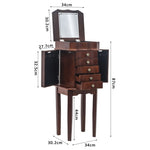 ZUN Standing Jewelry Armoire with Mirror, 5 Drawers & 6 Necklace Hooks, Jewelry Cabinet Chest with Top 95157130