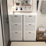 Wooden Shoe Cabinet for Entryway, White Shoe Storage Cabinet with 3 Flip Doors 20.94x9.45x43.11 inch W40935621