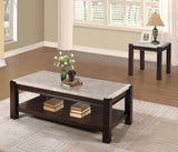 Genuine Marble Top End Table Dark Cherry Finish Wood Frame Contemporary Living Room Furniture 1pc B011P175757