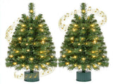 2 Pack 24" Rotating Pre-Lit Mini Christmas Tree with 8 Music Tracks, 35 Warm White LEDs, PVC 06111500
