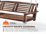 Outvita Wooden Porch Swing, Outdoor Patio Swing, 44" Swing Bench with Hanging Chains and Reclined 21631313