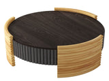 31.50" Modern Colorblocked Striped Coffee Table with Flip Top Storage Coffee Table - Natural Wood W757P383549