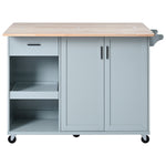 ZUN K&K Kitchen Island with Foldable Counter Top, Kitchen Storage Cart with Slide-Out Shelf, Towel Rack N707P173036G