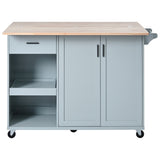 ZUN K&K Kitchen Island with Foldable Counter Top, Kitchen Storage Cart with Slide-Out Shelf, Towel Rack N707P173036G