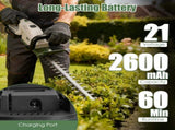 Cordless Grass Trimmer with 20000 RPM Motor, 2600mAh Battery, Dual-Action Steel Blade Hedge 05504013