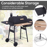 48" Steel Portable Backyard Charcoal BBQ Grill and Offset Smoker Combo with Wheels 72006641