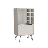 Aster 23" Wide Double Door Bar Cabinet and Glass door comparment, Eight bottle cubbies and stemware B070P234322