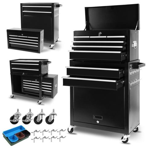 ZUN 8-Drawer Rolling Tool Chest with Wheels, Large Tool Cabinet with Drawers, Mobile Steel Tool Storage W1239137221