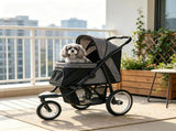 Gray 3-Wheel Pet Stroller for Small & Medium Dogs, Adjustable Canopy, Safety Tether, Storage 30589154