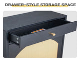 Rattan-front shoe cabinet with 1 drawer and 2 flip-down compartments, particleboard, 54*24*110cm, 87563198