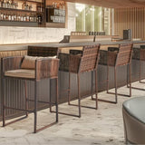 Outdoor 3 Piece Patio Bar Set, Bar Height Bistro Table Set for 2 People, High Top Wicker Bar Stools 64034350