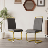 ZUN Modern Dining Chairs,PU Faux Leather High Back Upholstered Side Chair with C-shaped Tube. Plating W2189133307