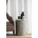 D14x20" Cylindrical Garden Capiz Stool, Accent Side Table, Black/Gold W2078P290746