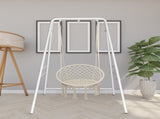 133*137*180cm Wrought Iron Four-Legged Standing 200kg Three Rings Hanging Chair Frame White 84409796