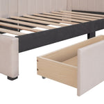 ZUN Upholstered Daybed with 2 Storage Drawers Twin Size Sofa Bed Frame No Box Spring Needed, Linen 92160825