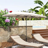 15ft Cream White Patio Umbrella UPF30 Outdoor Umbrella with Fringe and Crank Handle 86970460