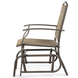 Brown Patio Swing Single Glider Chair Rocking Seating Steel Frame Garden 50094365