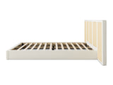 Capri Extended Headboard Cane Platform Bed, Antique White Polyester B2719P385740