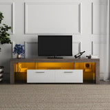 ZUN 20 minutes quick assembly brown simple modern TV stand with the toughened glass shelf cabinet W67943604