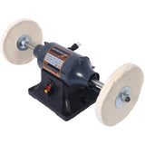 Extra long 8-Inch Electric Polisher Benchtop Buffer Grinder -4 Pole motor Includes 4PCs 80Ply Thic W465P191957