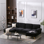 ZUN U-Shaped 4-Seat Indoor Modular Sofa Black 35865995