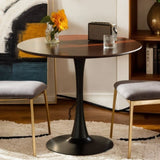 Walnut Round Table, Modern Dining Table, Dining Table,MDF Top and Steel Base Tulip Round Kitchen W2641P300056