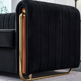 Contemporary Velvet Sofa Couch 84.25''W for Living Room, Black W57946163