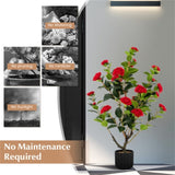 2 PCS 38 Inch Artificial Camellia Tree Faux Flower Plant in Cement 28367252