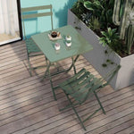 ZUN 3 Piece Patio Bistro Set of Foldable SquareTable and Chairs, Dark Greem W1586P143162