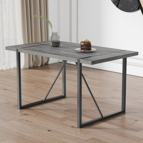 ZUN Industrial rectangular MDF material gray dining table with texture, equipped with a 1.57-inch thick W1151P144576