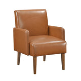 Mid-Century Modern Design Accent Chair Brown Faux Leather Upholstery Walnut Finish Solid Wood 1pc B011P256603