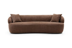 ZUN Brown Mid Century Modern Curved Sofa, 3 Seat Cloud couch Boucle sofa Fabric Couch for Living Room, W876P191454