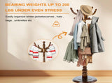 Freestanding Wooden Coat Rack, Vintage Natural Birch Wood Coat Tree with Hooks, Sturdy Hall Tree for 78593555