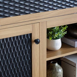 Embossed Pattern TV Stand, TV and Media Console with Open and Closed Storage Space and sliding door W1758P231685