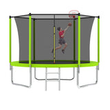 ZUN 10FT Trampoline for Kids, Basketball Hoop and Ladder, Outdoor Kids Trampoline with Safety K1163P147346