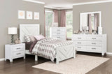 Contemporary White Finish Twin Size Panel Bed Wooden Bedroom Furniture 1pc, Bed in a Box B011P250489