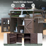 ZUN Outdoor Kitchen Island, Rolling Bar Cart & Storage Cabinet, Farmhouse Solid Wood Outdoor Grill Table 77847849