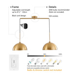 ZUN Industrial Modern Copper Color Double Pendant Light – Adjustable Ceiling Hanging Lamp with Bright W1340P251922