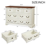 Farmhouse 7 Drawers Dresser for Bedroom, Rustic Chest of Drawers with Natural Texture, Vintage W1785P208312