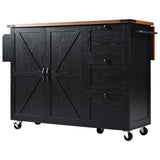 K&K 54.5" Farmhouse Kitchen Island with Power Outlet, Kitchen Storage Island with Internal Storage N707P170349B