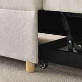Convertible Sleeper Sofa Chair Adjustable Backrest Recliner with Pullout Sofa Bed with Wheels, W1413P227519